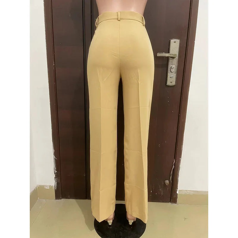 Stigende Women’s Wide Leg Pants – Straight, Loose-Fit Business Casual Trousers with Pockets, Midi Waist Office Pants