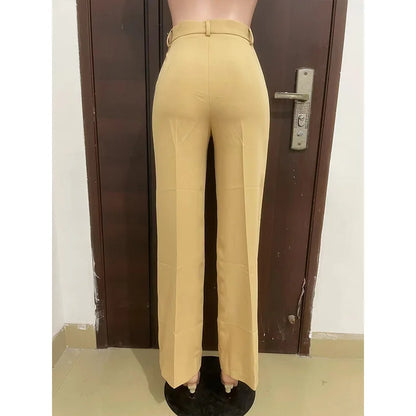 Stigende Women’s Wide Leg Pants – Straight, Loose-Fit Business Casual Trousers with Pockets, Midi Waist Office Pants