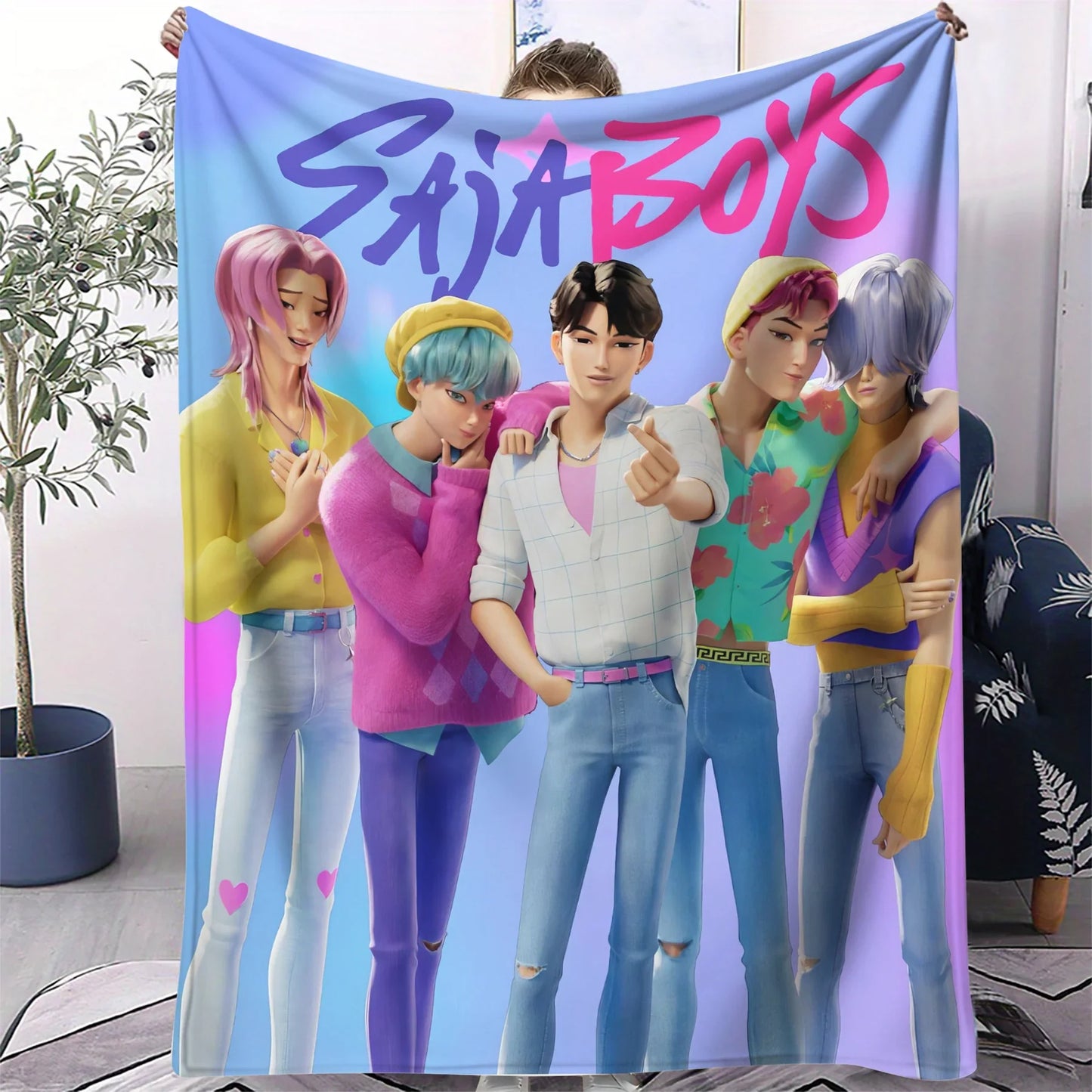 K-Pop Demon Hunters Flannel Blanket – 31 Styles Anime Throw for Home, Travel & Camping Fan Gift
