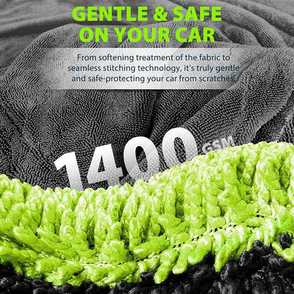 1400GSM Heavy Duty Car Drying Towel — 60x120cm Oversized Double-Sided Super Absorbent Scratch-Free Cleaning Cloth