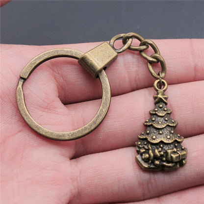 New Fashion Men 30mm Metal Alloy Keychain with Vintage Heart, Flower, Rose, Sunflower & Tree Pendant DIY Keyring Holder Chain Accessory