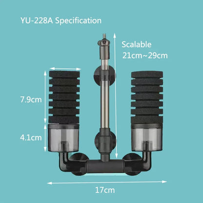 Aquarium Sponge Filter with Air Pump – Bio Skimmer & Biochemical Filter for Fish Tanks