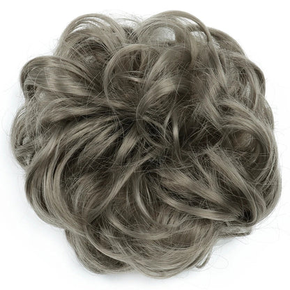 Azqueen Synthetic Messy Bun Chignon – Gray Brown Hair Bun Pad with Elastic Rope & Rubber Band Hair Extensions