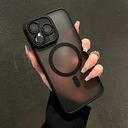 Luxury Matte Armor Case for MagSafe - Magnetic Wireless Charging, Shockproof Hard Cover for iPhone 11-16 Pro Max Plus