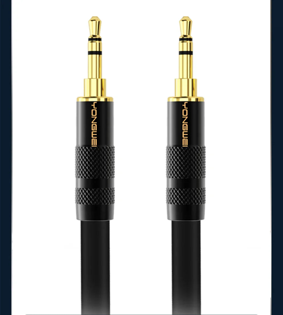 YONGWEI 3.5mm AUX Audio Cable - Straight to Curved Male-to-Male for Car, Mobile Phone, Computer, Speaker and Headset Extension