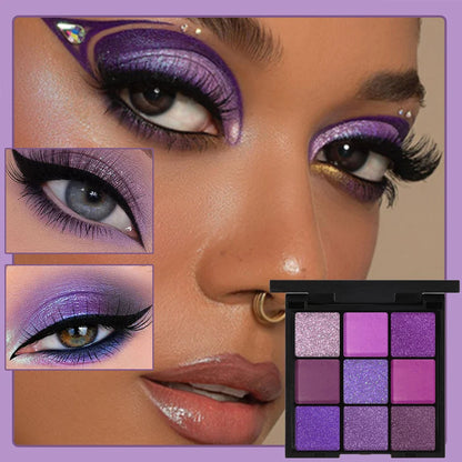 9-Grid Eyeshadow Palette – Glitter, Pearlescent, Matte, Shimmer Long-Lasting Eye Makeup for Women