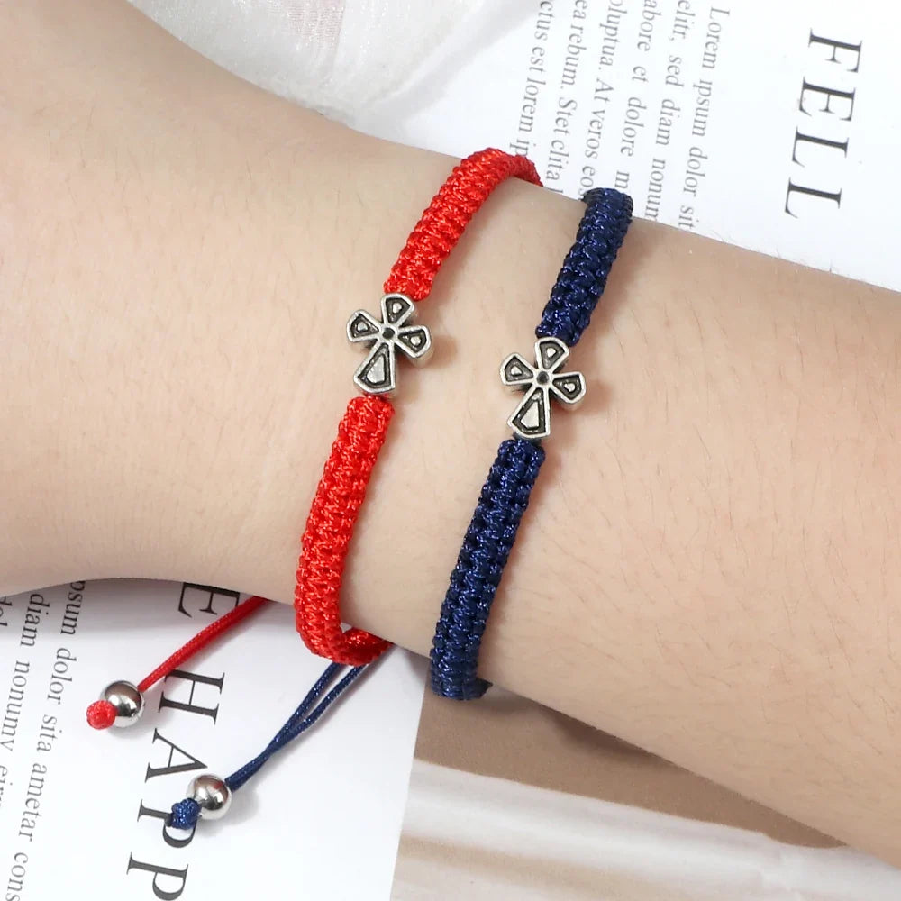 Prayer Cross Rope Bracelet - Handmade Adjustable Nylon Lucky Bangle Jewelry Gift for Women & Men