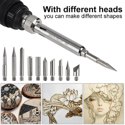 JCD 80W Electric Engraving & Soldering Pen – Wood Burning Pyrography Kit with 28 Craft Tips (908S)