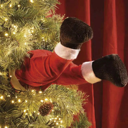 Fun Christmas Tree Leg Decoration | Plush Topper & Sticky Holiday Tree Ornament