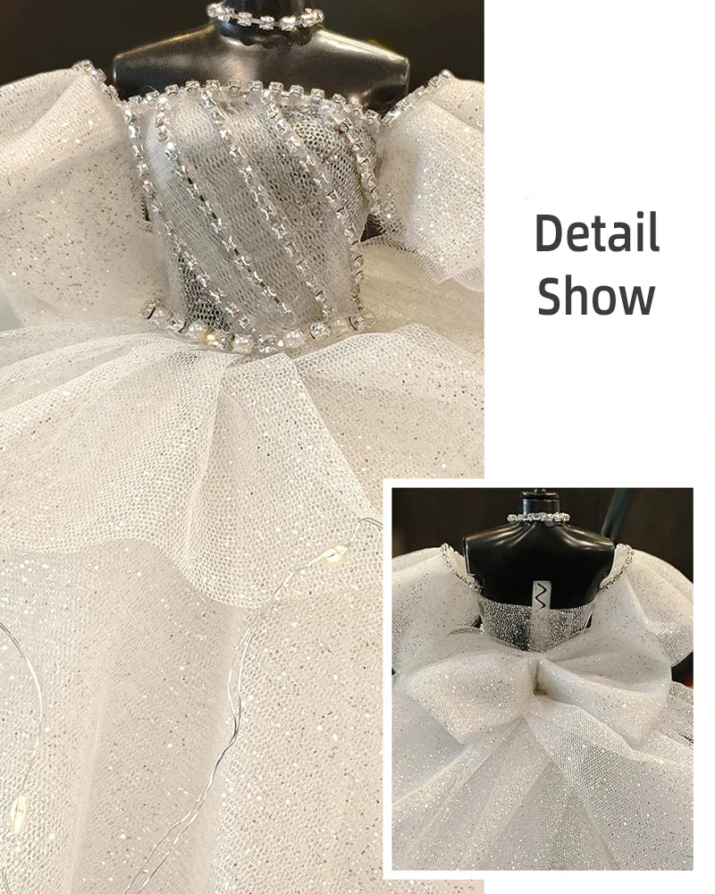 1/6 Mini Bride Doll Wedding Gown Set – Display Mannequin with Stand for Doll Clothes