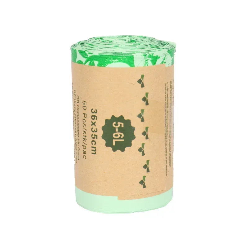 50pcs Biodegradable Trash Bags – 6/8/10L Compostable Household Garbage Bags for Kitchen Use