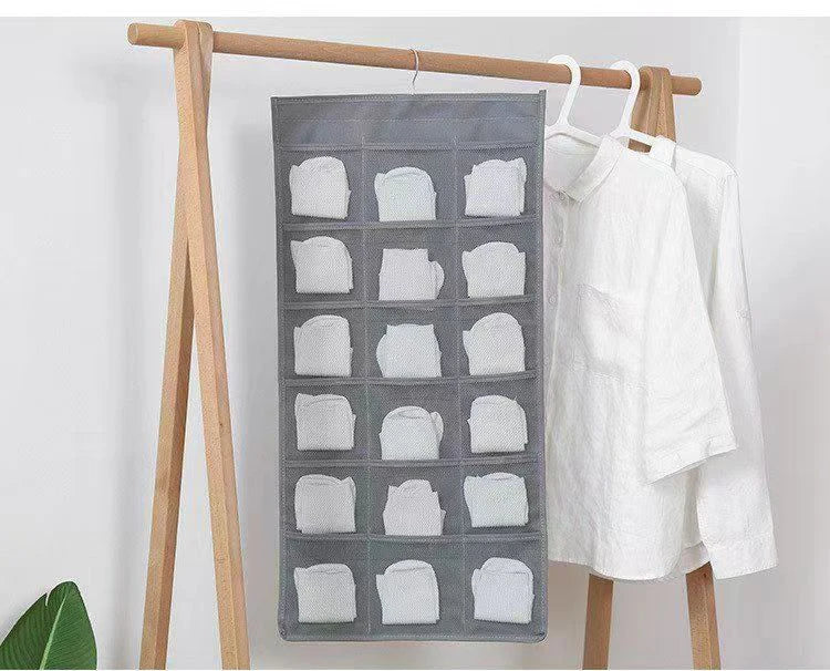 Double-Sided Hanging Underwear Storage Bag — Foldable Organizer for Socks and Underpants, Dormitory and Home Wardrobe