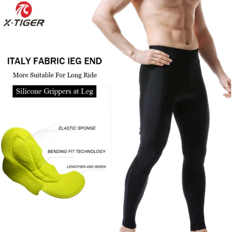 X-TIGER Thermal Winter Cycling Bib Pants for Men with 5D Gel Padding & Back Pocket – Fleece Sports MTB & Road Bike Warm Bibs