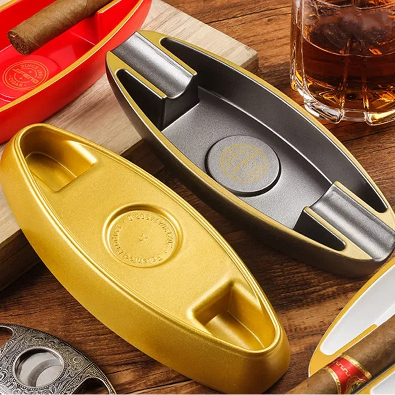 Portable Cigar Ashtray with 2 Slots – Lightweight Smoking Accessory for Men, Table Decoration Gift