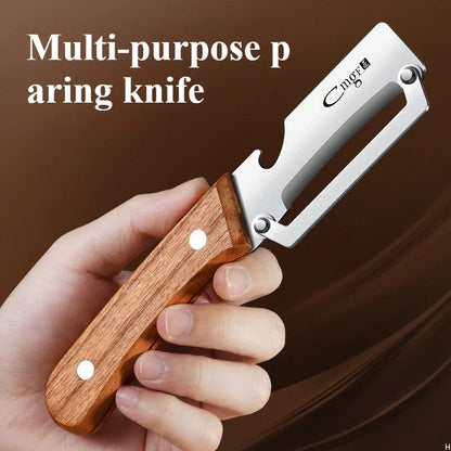 Stainless Steel Fruit & Vegetable Peeler with Wooden Handle – Durable and Smooth Slicing