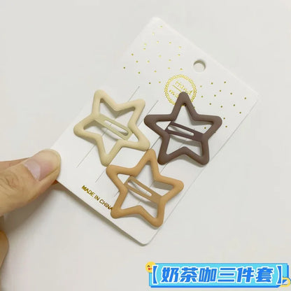 3PCS Candy Color BB Hair Clips – Y2K Star Heart Rectangle Metal Snap Barrettes for Girls & Women Cute Hair Accessories