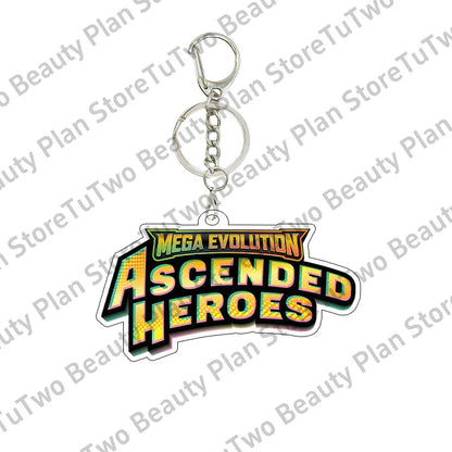 Anime PTCG Mega Evolution Acrylic Keychain – Pocket Monster Logo Cartoon Bag Pendant Keyring Collectible Gift Toy Series