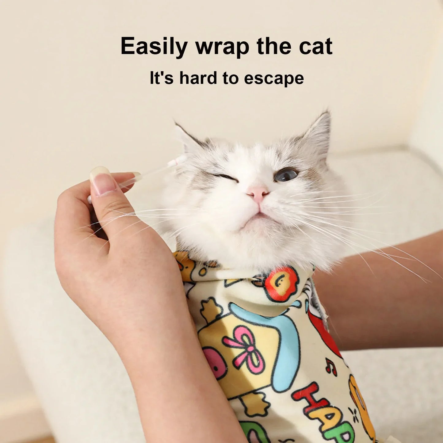 Cat Grooming Wrap – Self-Adherent Burrito Swaddle for Anti-Bite, Anti-Scratch & Nail Clipping