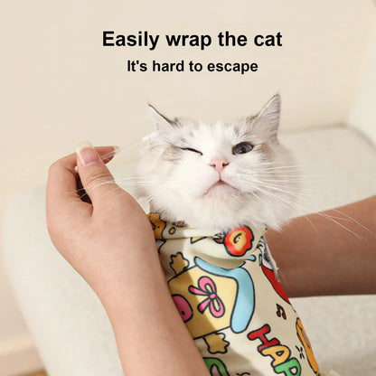 Cat Grooming Wrap – Self-Adherent Burrito Swaddle for Anti-Bite, Anti-Scratch & Nail Clipping