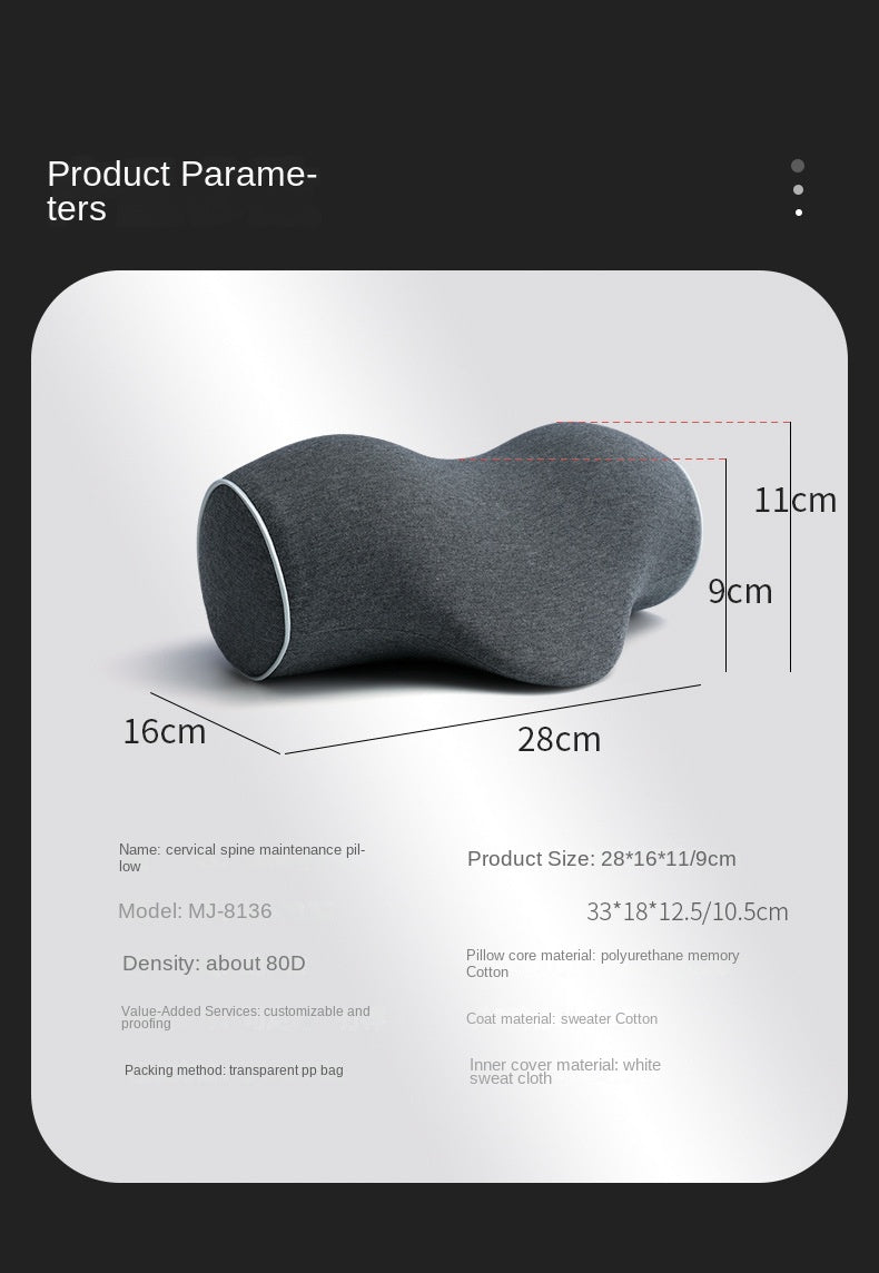 Cervical Spine Pillow - Antiarch Traction Pillow with PU Memory Foam Core, Pure Cotton Cover, Portable Neck Support Pillow