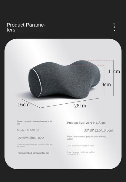 Cervical Spine Pillow - Antiarch Traction Pillow with PU Memory Foam Core, Pure Cotton Cover, Portable Neck Support Pillow