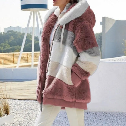 Oversized Jacket for Women – 2023 Autumn Winter Warm Plush Hooded Coat, Loose Fit Streetwear with Pockets