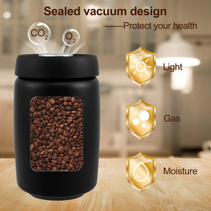 1200ml Stainless Steel Coffee Bean Storage — Vacuum Sealed, Airtight & Moisture-Proof Kitchen Container to Keep Food Fresh