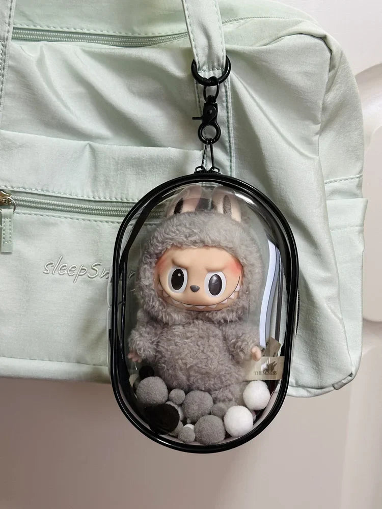 V1 V2 Labubu Protective Cover - 17cm Cotton Doll Sitting Bag, Transparent Dustproof Plush Doll Storage