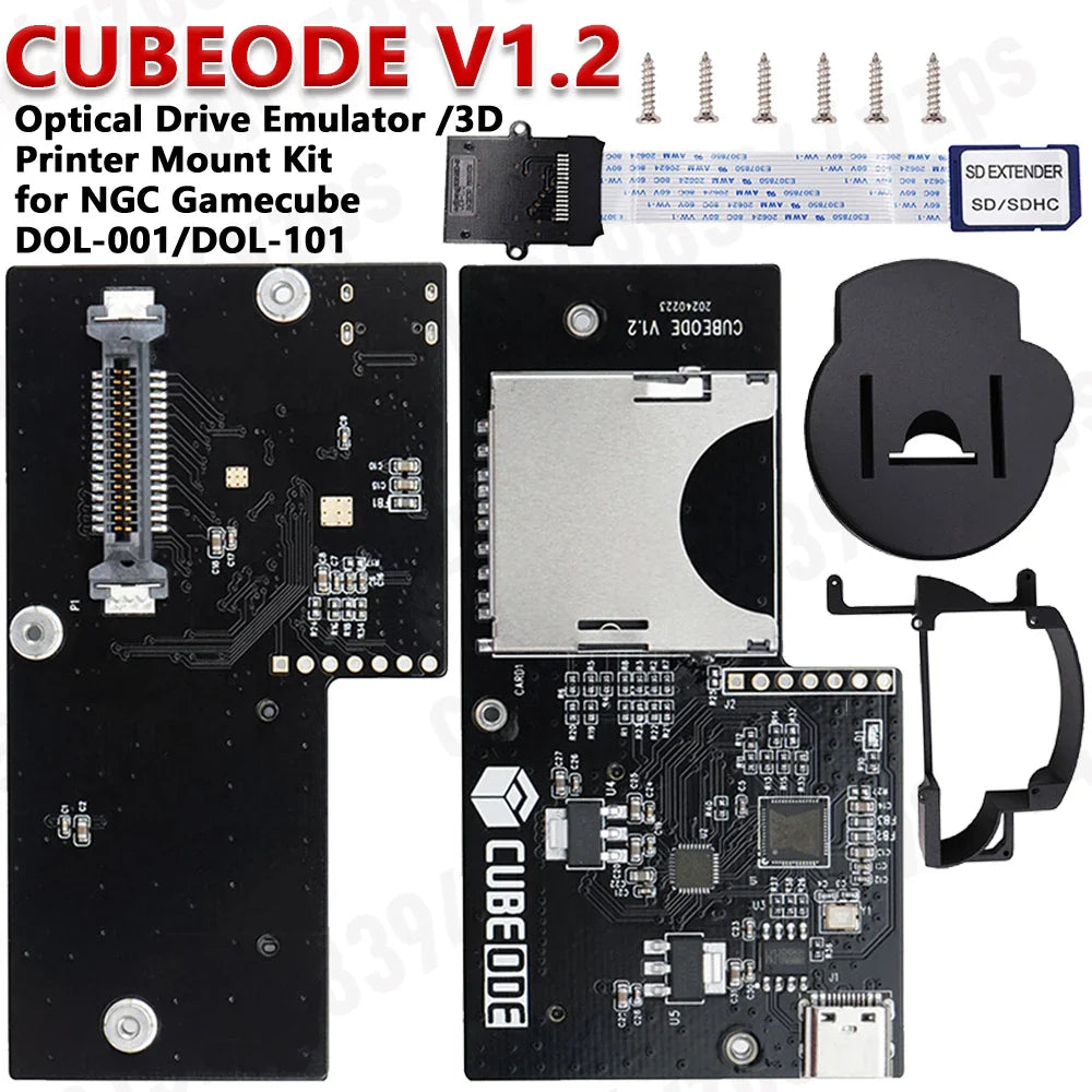 CUBEODE V1.2 GameCube Optical Drive Emulator — Upgraded ODE Board, Replace DVD Drive (No SD2SP2/SDGecko Required)