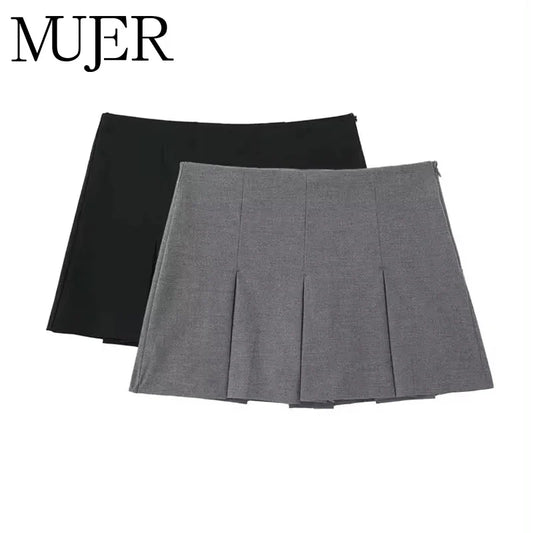 MUJER 2025 Women’s High Waist Pleated Mini Skort Shorts — Summer Basic Casual Holiday Shorts