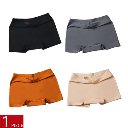 Ultra Thin Seamless Ice Silk Boyshorts for Women – High Waist Solid Color Safety Shorts in Sizes M-XL