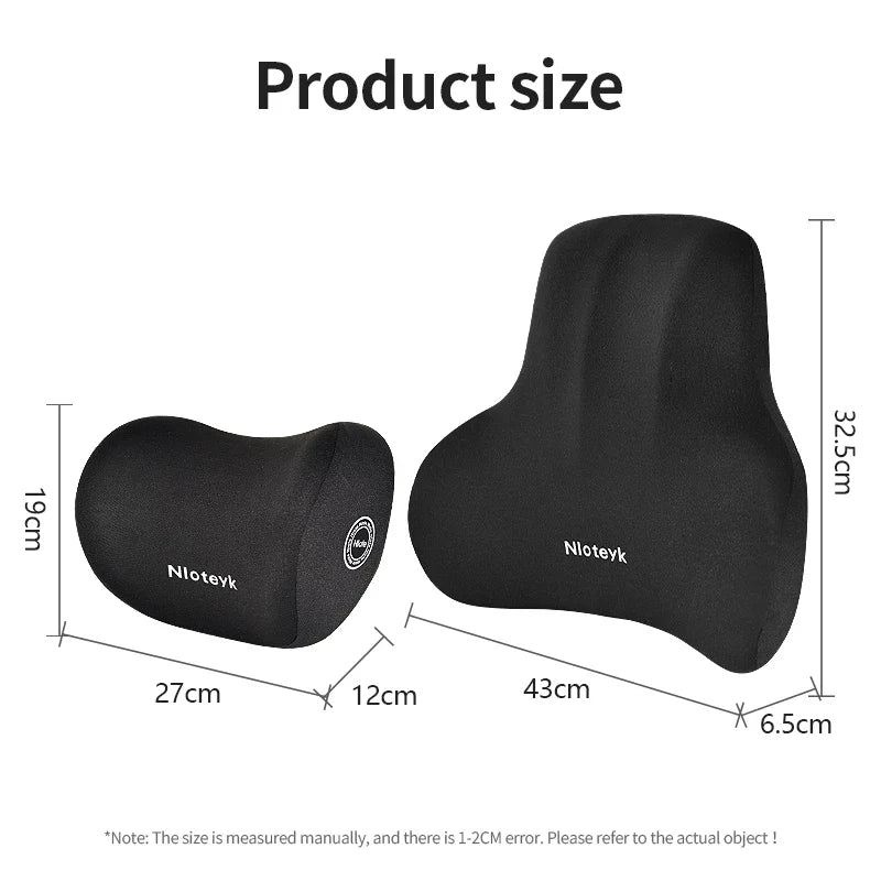 Memory Foam Car Neck & Lumbar Support Cushion – Universal Car Seat Pillow for Neck and Waist Comfort