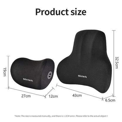 Memory Foam Car Neck & Lumbar Support Cushion – Universal Car Seat Pillow for Neck and Waist Comfort