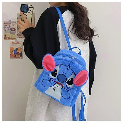 Disney Blue Stitch Plush Backpack – Large-Capacity Cartoon Bag for Kids & Kindergarten Gift