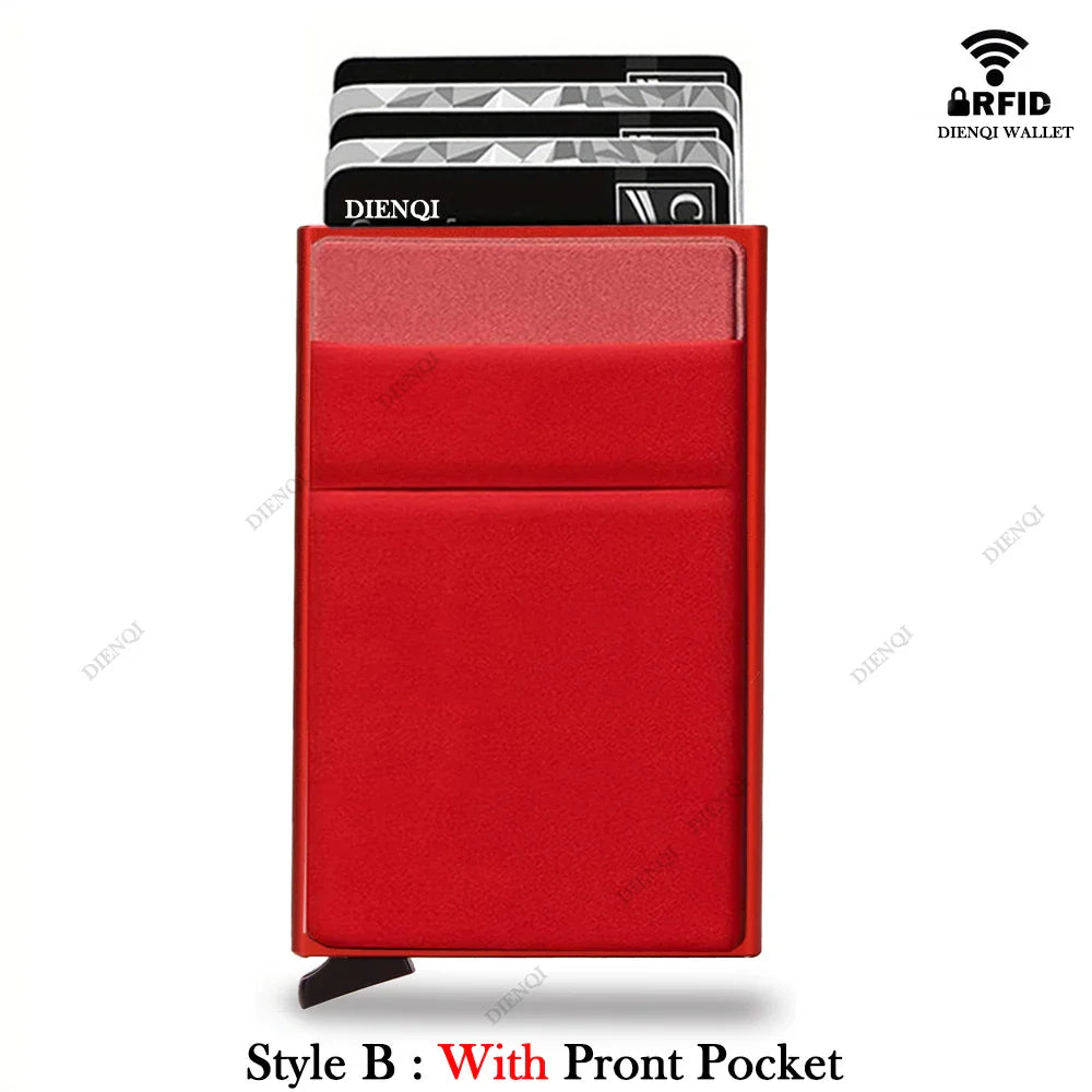 RFID Credit Card Holder for Men, Thin Slim Luxury Metal Mini Minimalist Wallet, Bank & ID Cardholder Case