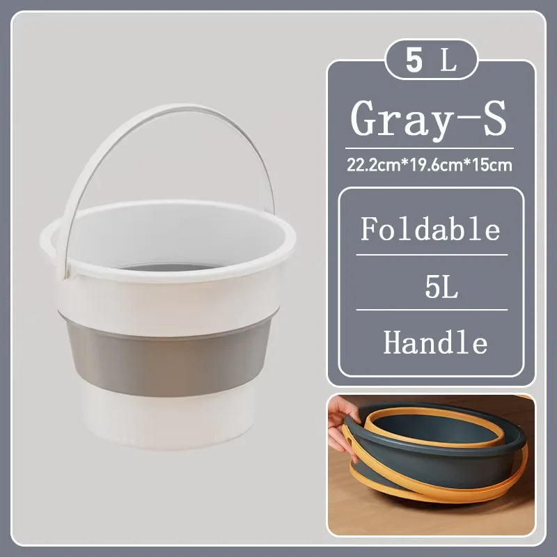Portable Foldable Silicone Bucket - 5/10/17L Collapsible Basin for Camping, Laundry, Car Wash, Fishing & Household Use