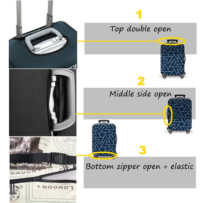 World Map Elastic Luggage Protective Cover with Zipper - Fits 18-32 Inch Suitcases, Trolley Travel Accessory