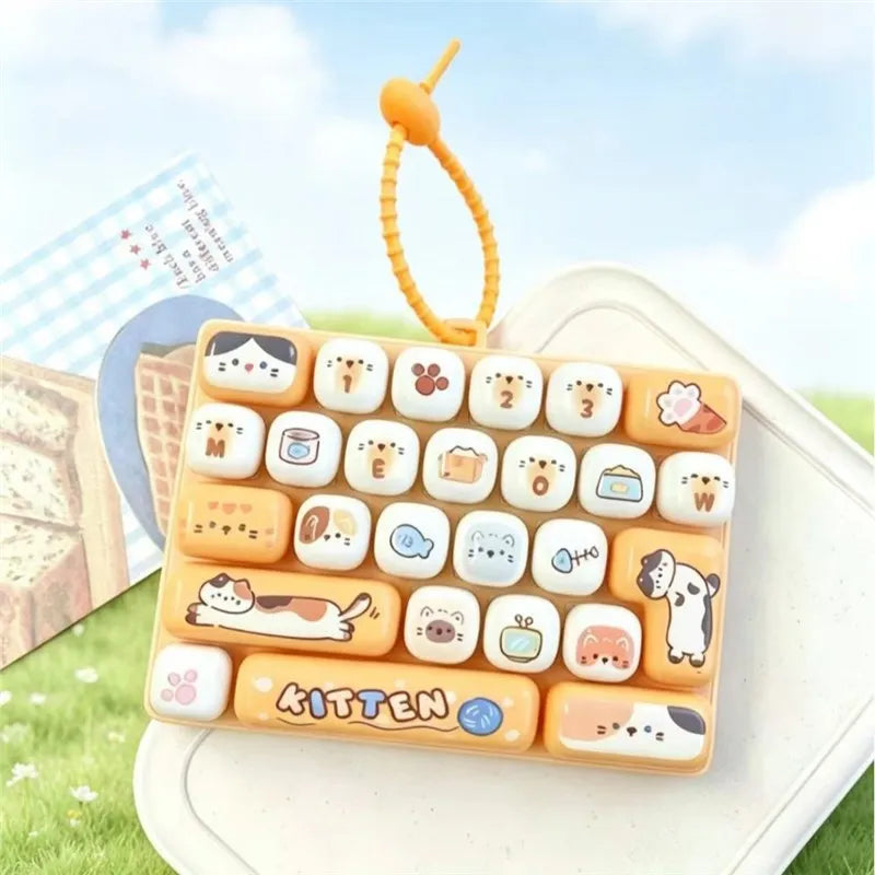 Cartoon Animal Keycap Keychain - 26-Grid Stress Relief Bag & Backpack Accessory