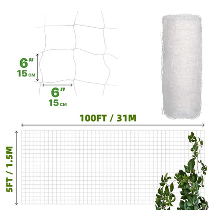 Plant Trellis Netting - Heavy Duty PP Climbing Support Mesh for Vertical Garden & Hydroponic Growing