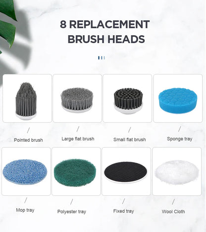 8 in 1 Multifunctional Electric Cleaning Brush – Rotatable LED Night Light Bathroom & Kitchen Household Scrubber