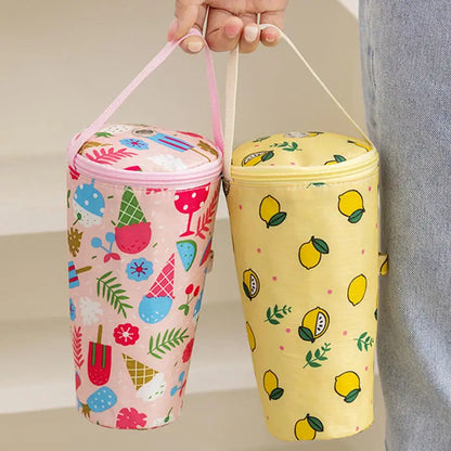 Portable Milk Tea Tote Bag – Insulated Heat Preservation Cup Carrier, Handbag for Drinks, Umbrella, and Camping Accessories