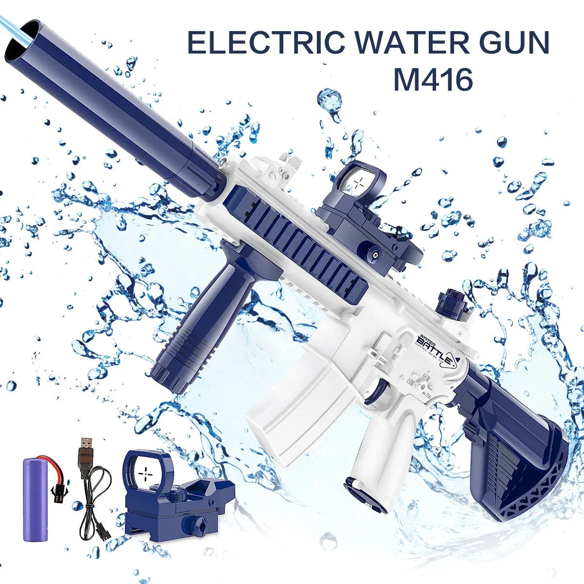 M416 Electric Water Gun – Full Automatic Shooting Toy for Kids, Boys, Girls & Adults, Summer Beach Outdoor Fun Gift