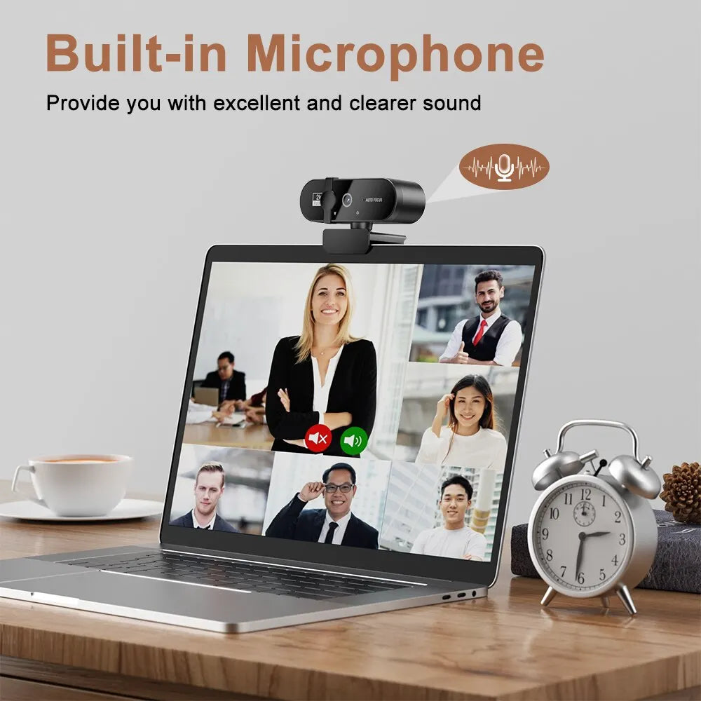 4K & 1080P Mini Webcam | 2K Full HD USB Camera with Microphone, Auto Focus for PC & Laptop