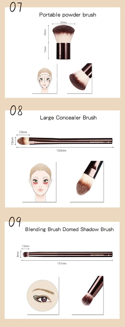 Hourglass Retractable Makeup Brush Set – Professional Eyeshadow, Foundation, Concealer, Powder, Bronzer, Blusher & Eyeliner Brushes