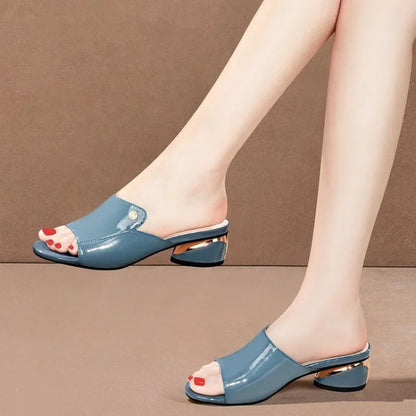 Women’s Red PU Leather Slippers – Fashion Sexy Comfortable Sandals for Girls