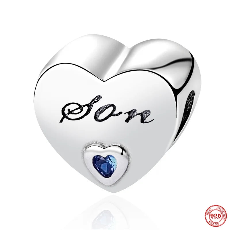 Europe 925 Silver Family Charm Pendant - Boy, Girl, Mom & Sisters Bead for Pandora Bracelet, Sparkling Dangle Jewelry