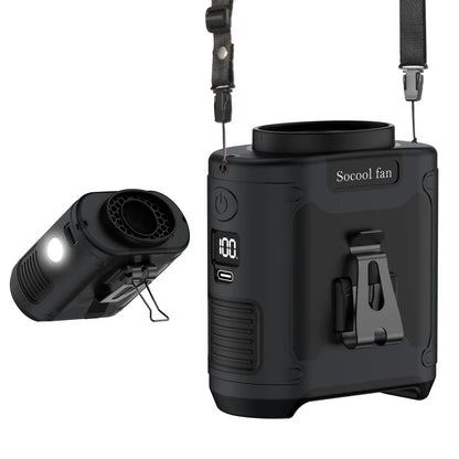 Socool 10000mAh Portable Waist & Neck Fan — Handheld Ultra-Strong Wind with Phone Charging & LED Light for Outdoor Work