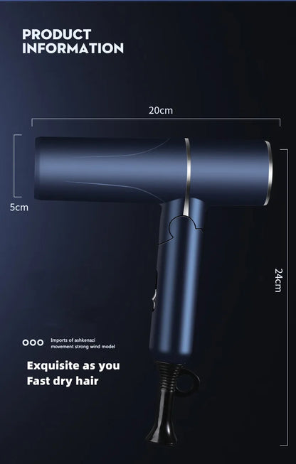 Professional Foldable Hair Dryer with Negative Ions & Blue Light – High Power Salon & Home Use