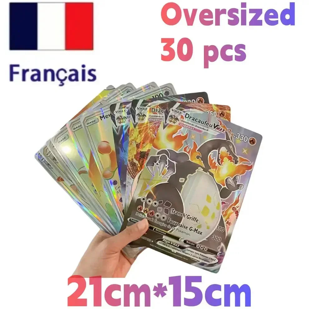 2024 Oversized Pokémon Cards – 30pcs Jumbo VMAX, VSTAR, GX, Arceus, Pikachu & Charizard Super Shiny Rare Cards for Birthday Gifts