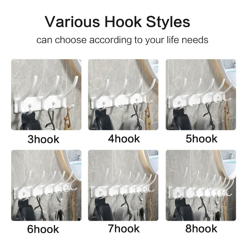 YUNJIEYA Folding Robe Hooks | Black White Towel Hanger Nail Wall Rack | Coat Clothes Holder for Bathroom Kitchen Accessories